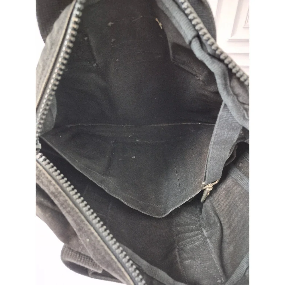Lands End Square Rigger Black Canvas Briefcase Messenger Bag Mens YKK Zipper